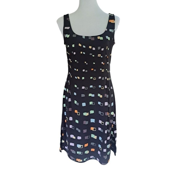 Y2K BCBG Dresses Sleeveless Squares Print Knee Length Dress Size M - Blk/Multi - Picture 1 of 8